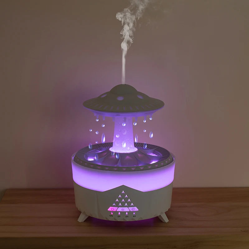 Transform Your Space with the New UFO Raindrop Humidifier - Soothing Aroma & Gentle Rain Sounds for Ultimate Relaxation