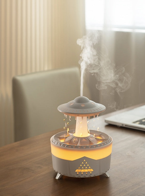Transform Your Space with the New UFO Raindrop Humidifier - Soothing Aroma & Gentle Rain Sounds for Ultimate Relaxation